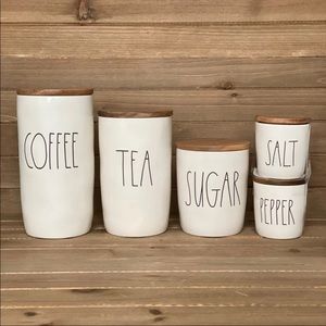 RAE DUNN COFFEE TEA SUGAR CANISTER SET